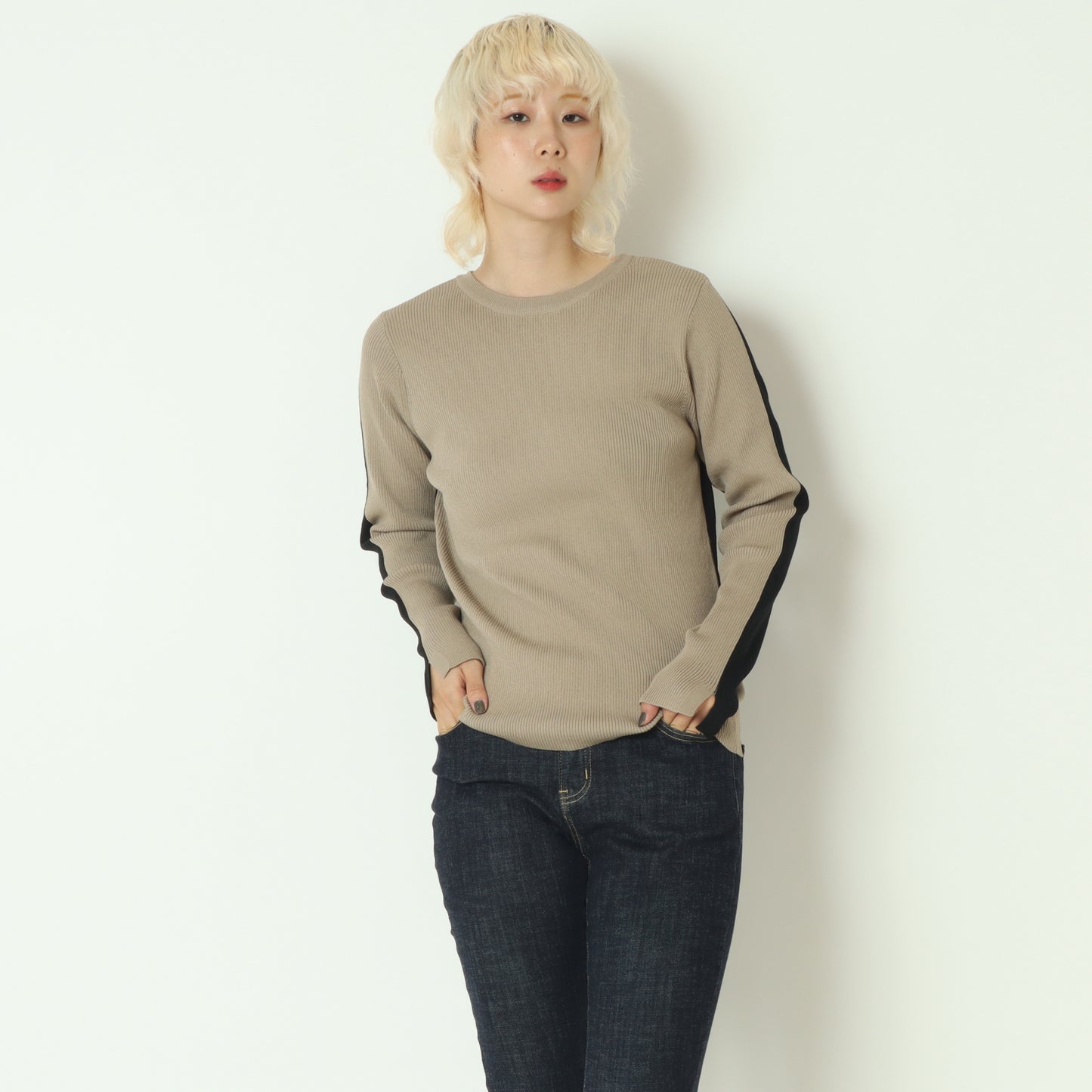 前後2WAY配色リブニット  256704