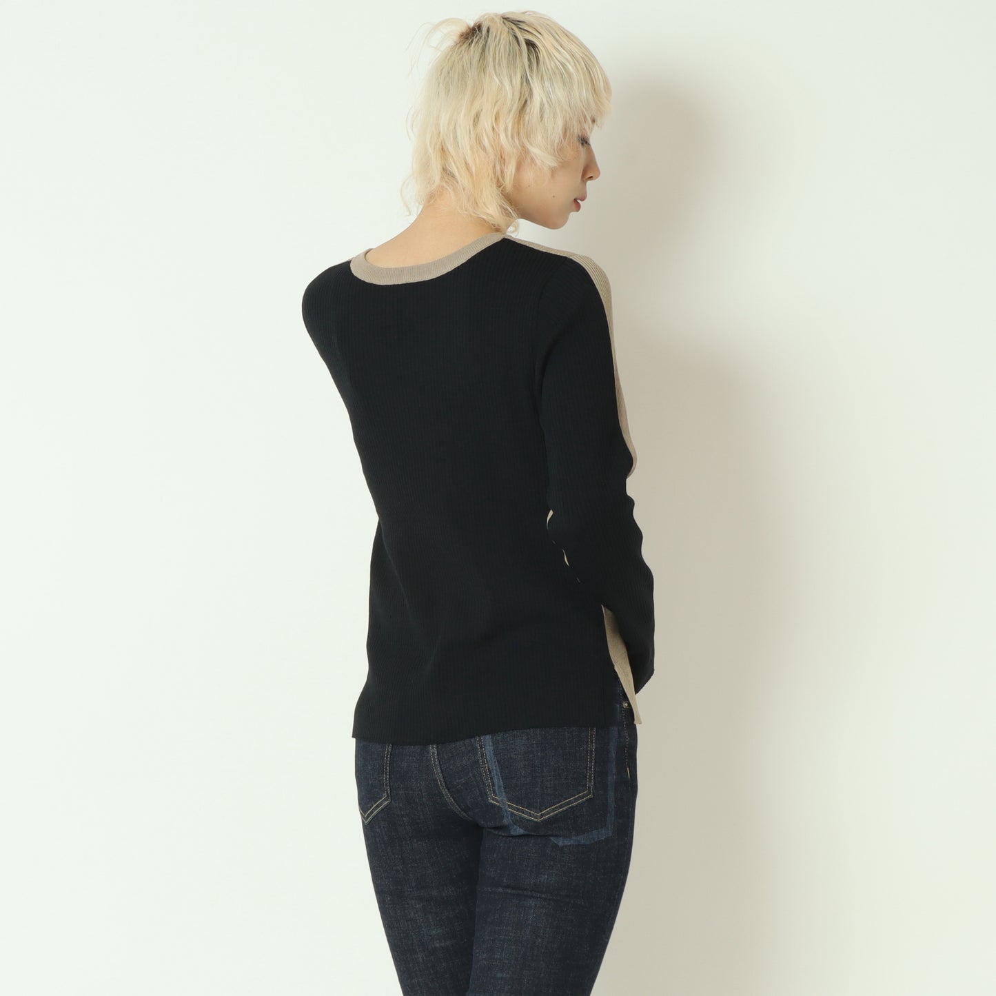 前後2WAY配色リブニット  256704