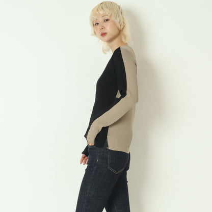 前後2WAY配色リブニット  256704