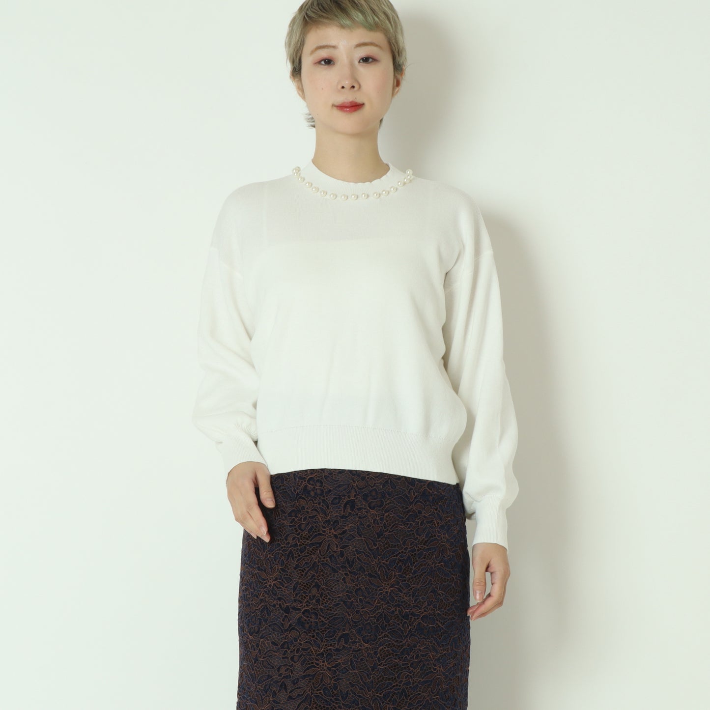 パールクルーネックニット 771215