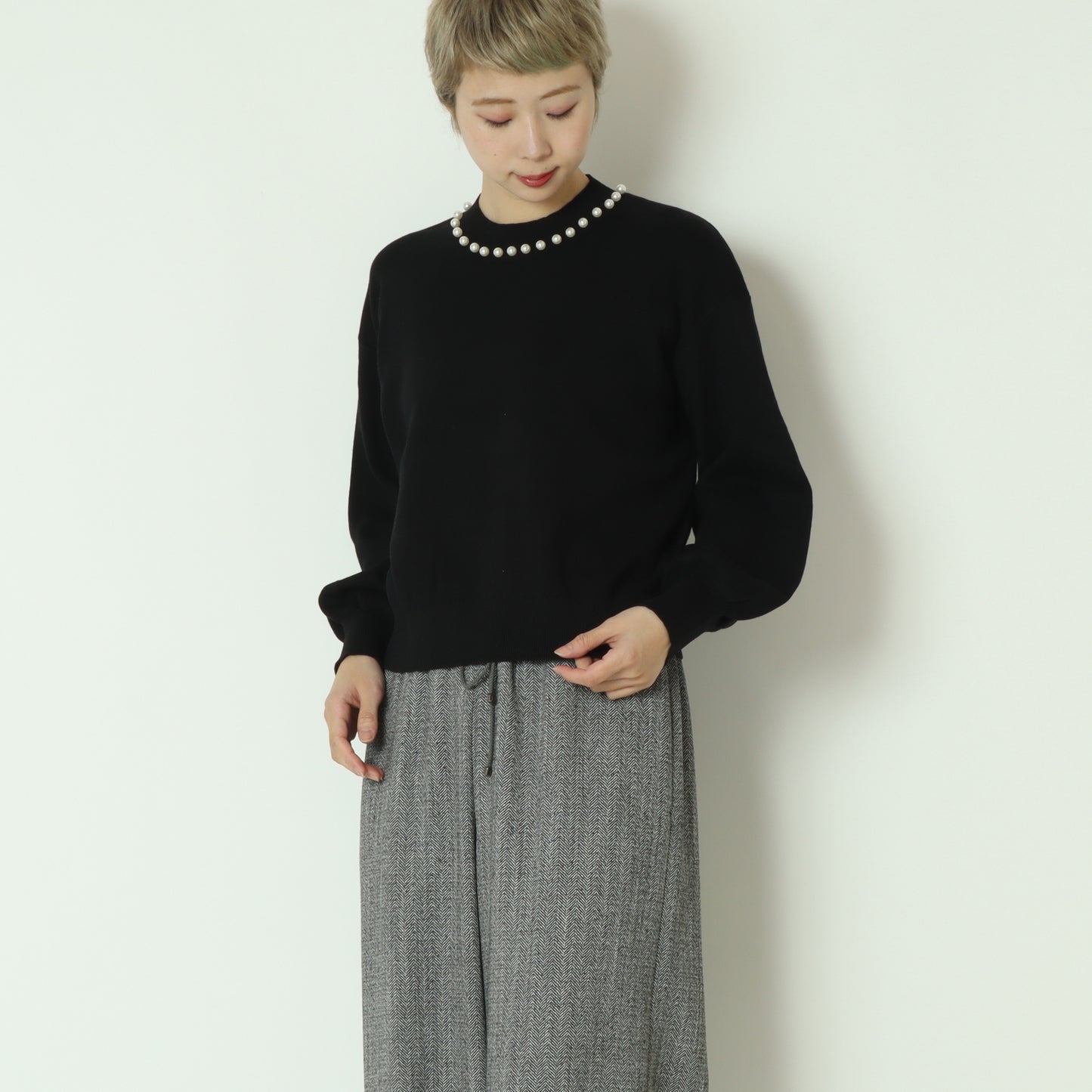 パールクルーネックニット 771215