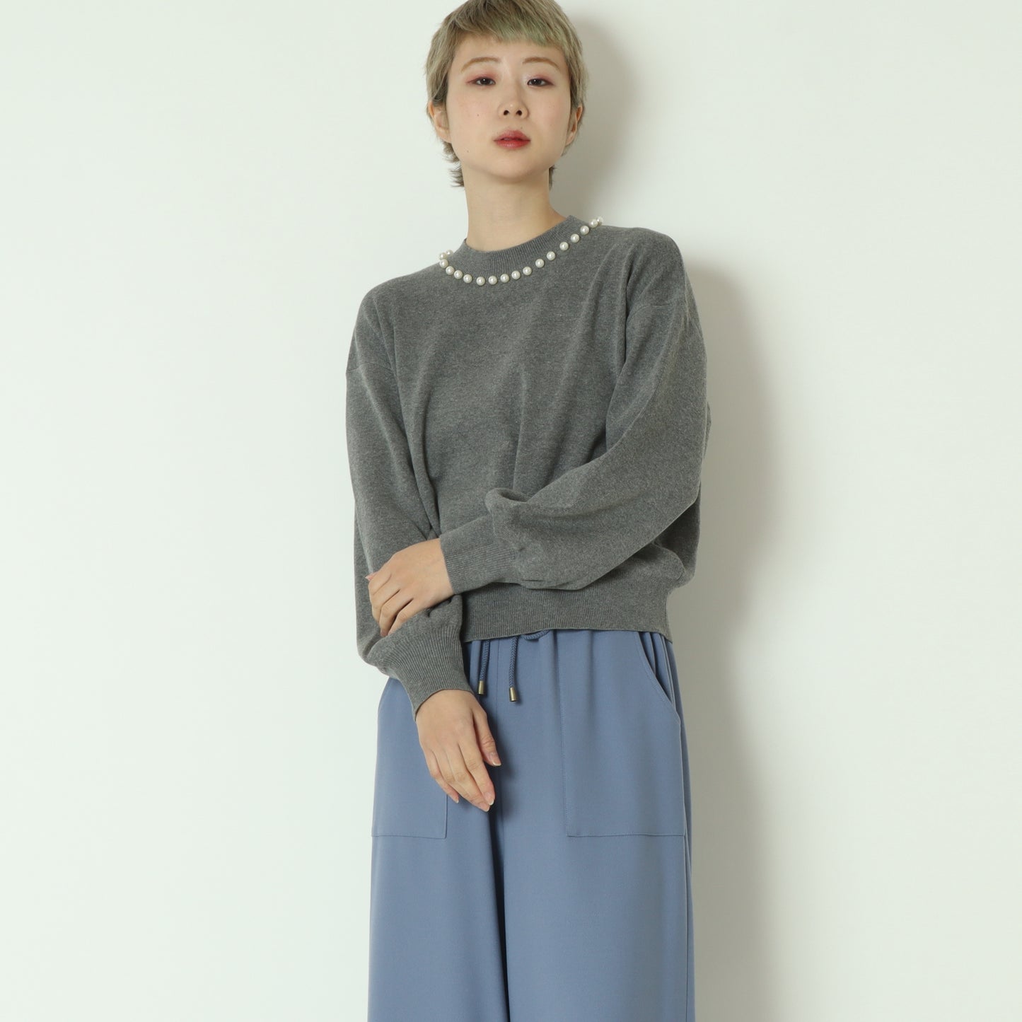 パールクルーネックニット 771215