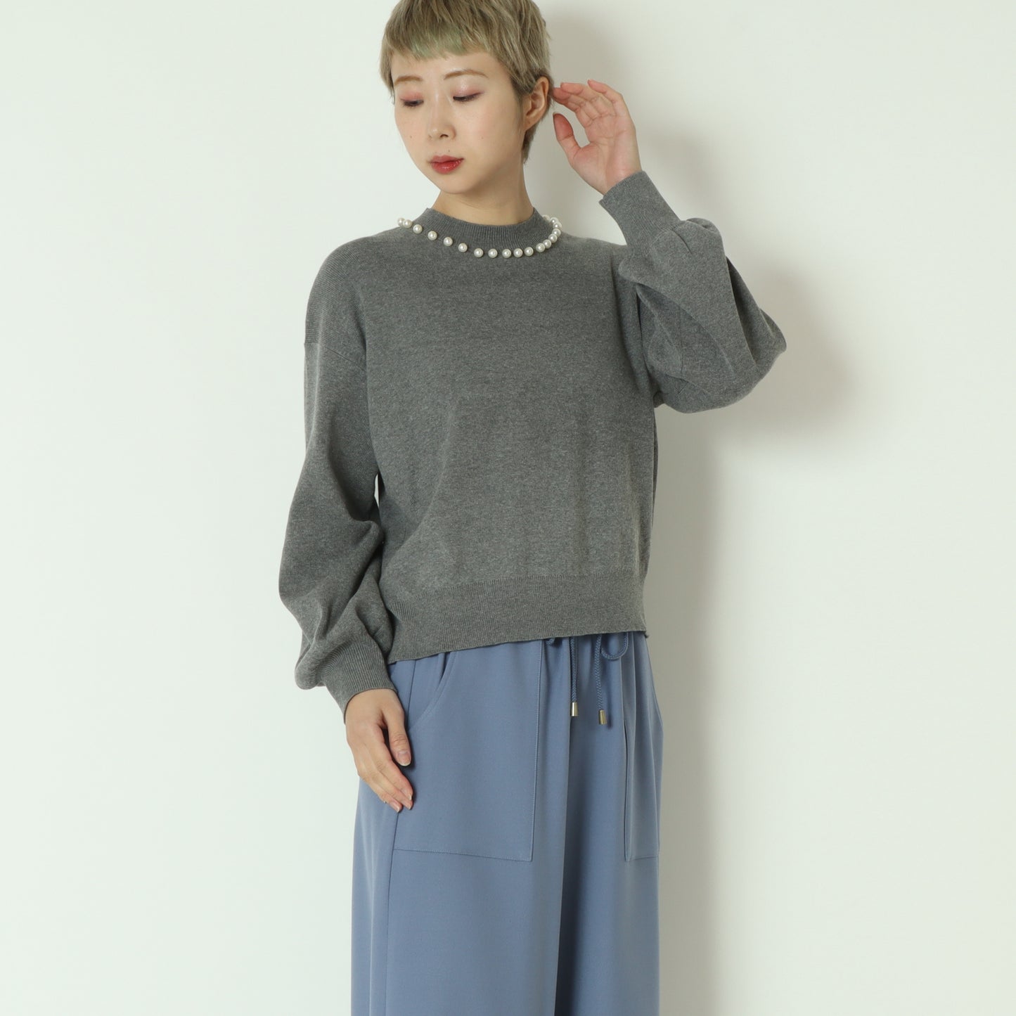 パールクルーネックニット 771215