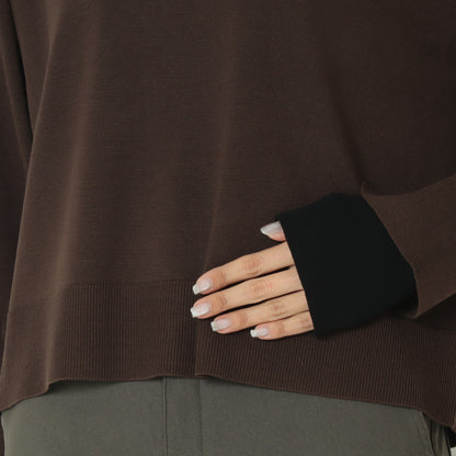 袖口配色デザインニットプルオーバー  256904