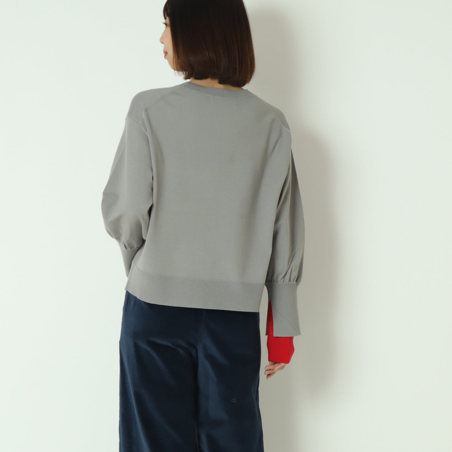 袖口配色デザインニットプルオーバー  256904