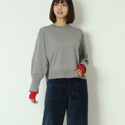 袖口配色デザインニットプルオーバー  256904