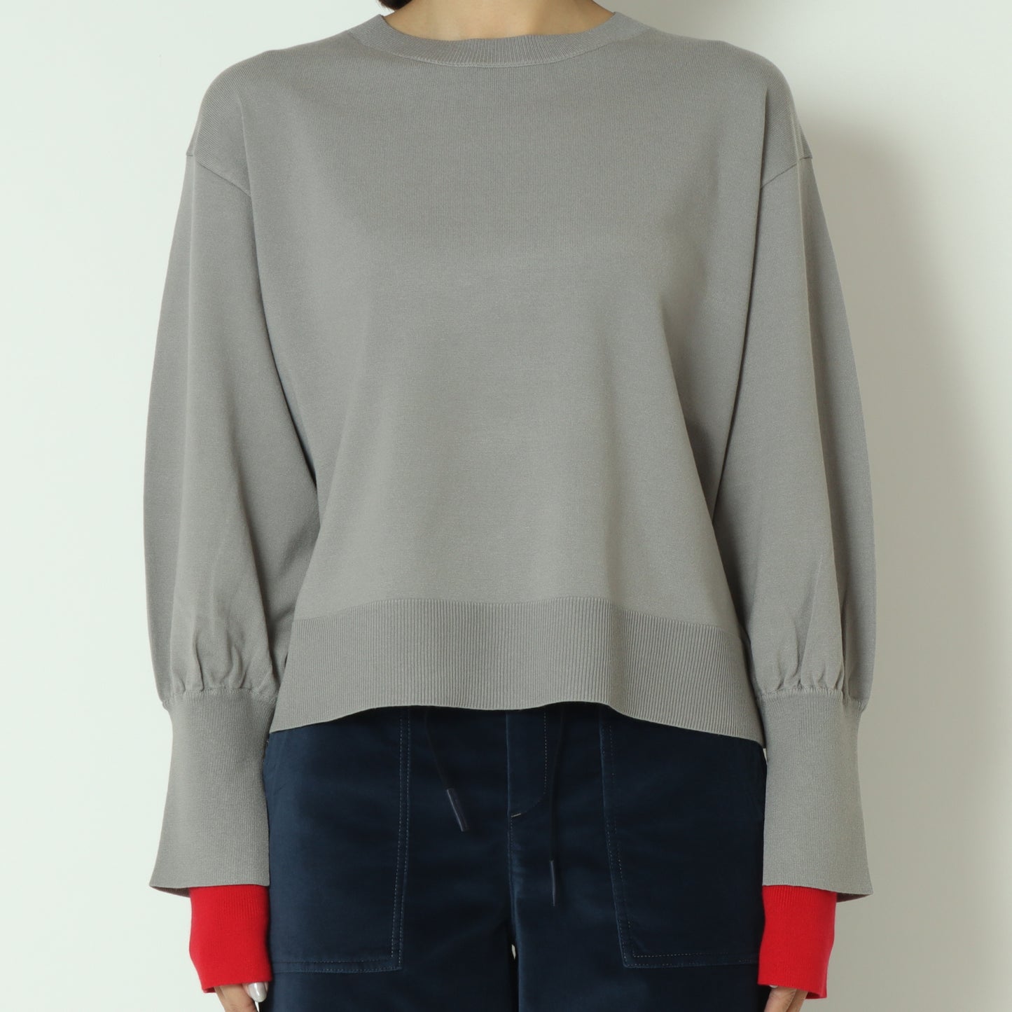 袖口配色デザインニットプルオーバー  256904