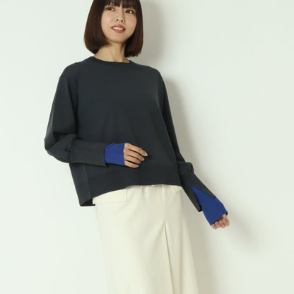 袖口配色デザインニットプルオーバー  256904