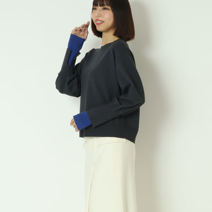 袖口配色デザインニットプルオーバー  256904