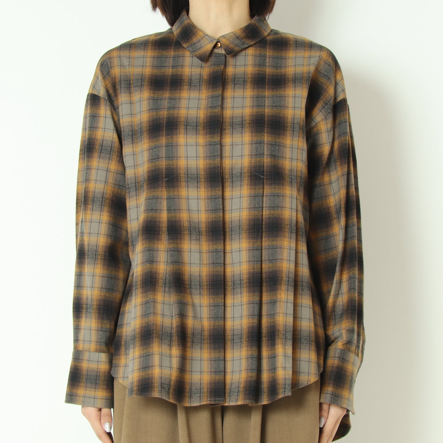 タックデザインチェックシャツ  258950