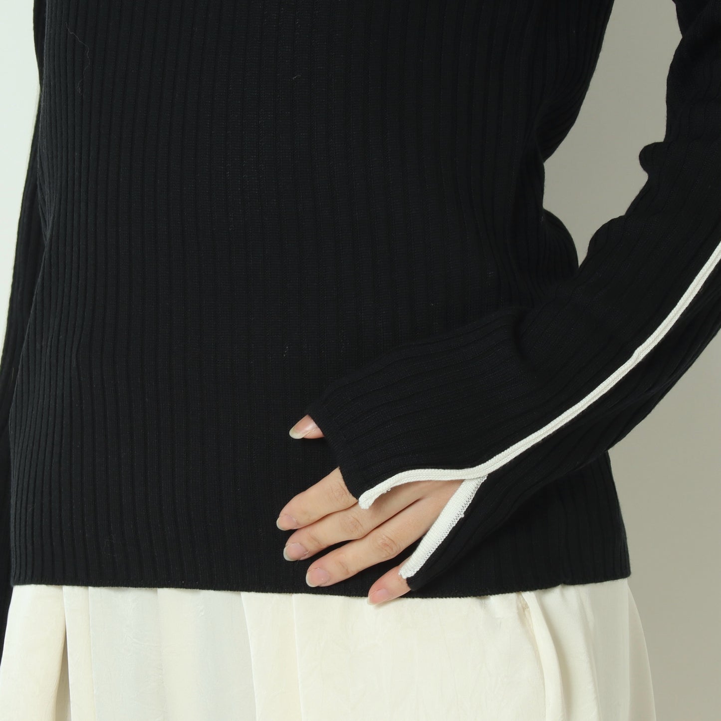 袖スリット配色ラインニット 791236