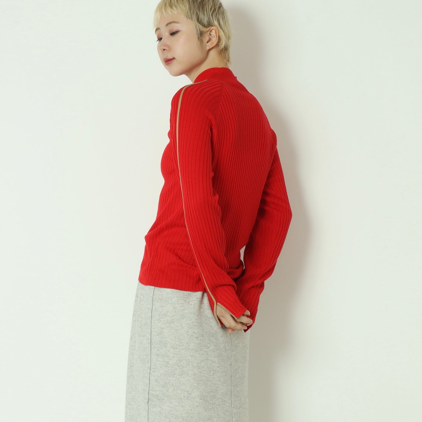 袖スリット配色ラインニット 791236