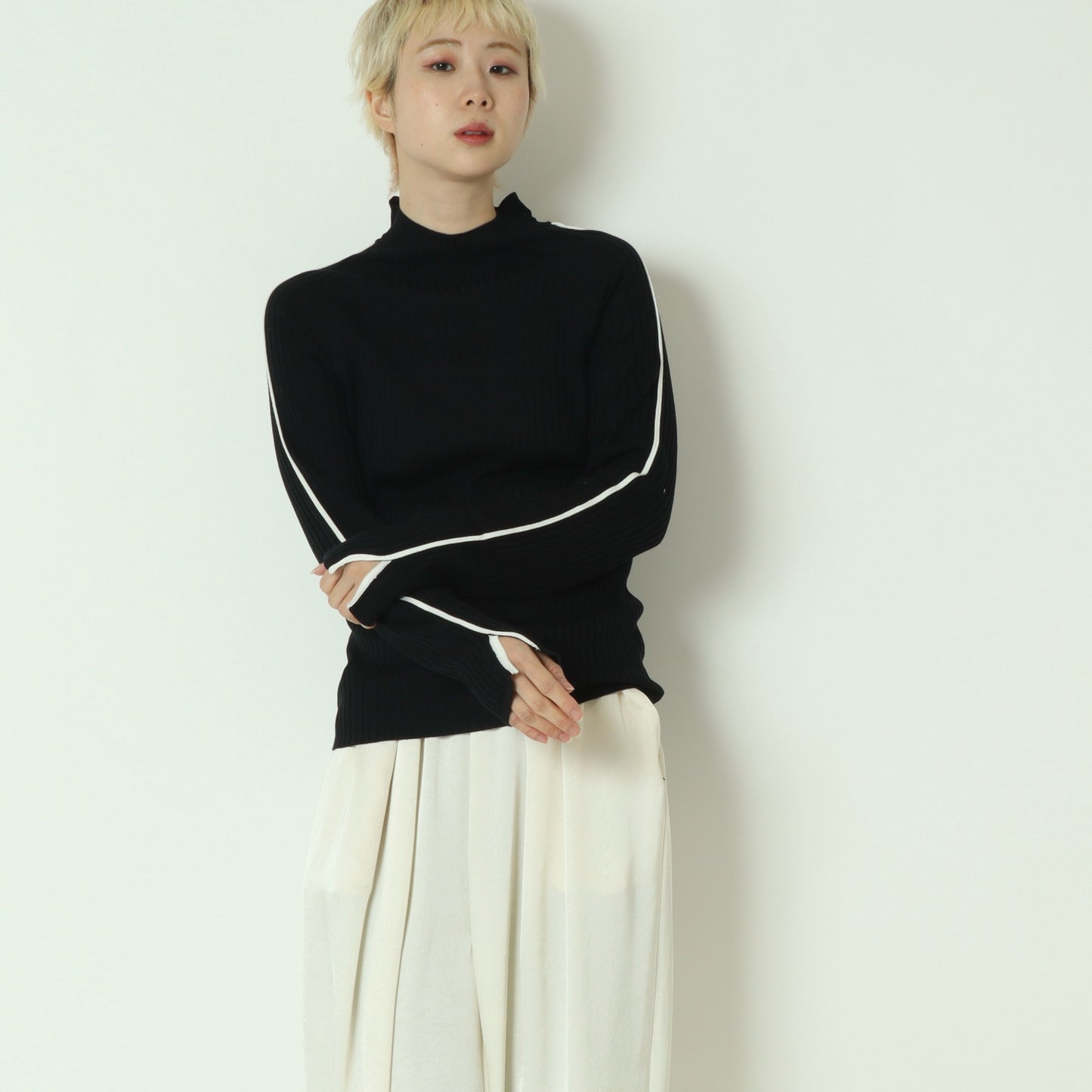 袖スリット配色ラインニット 791236