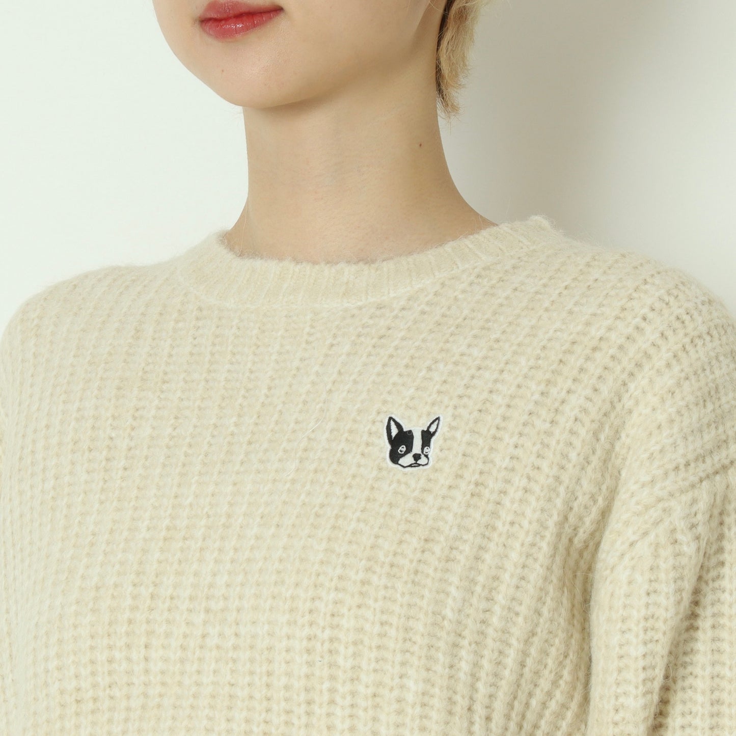フレンチブルドッグ刺繍畦ニット 791218