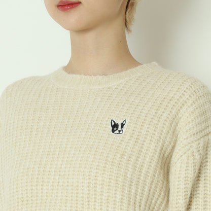 フレンチブルドッグ刺繍畦ニット 791218