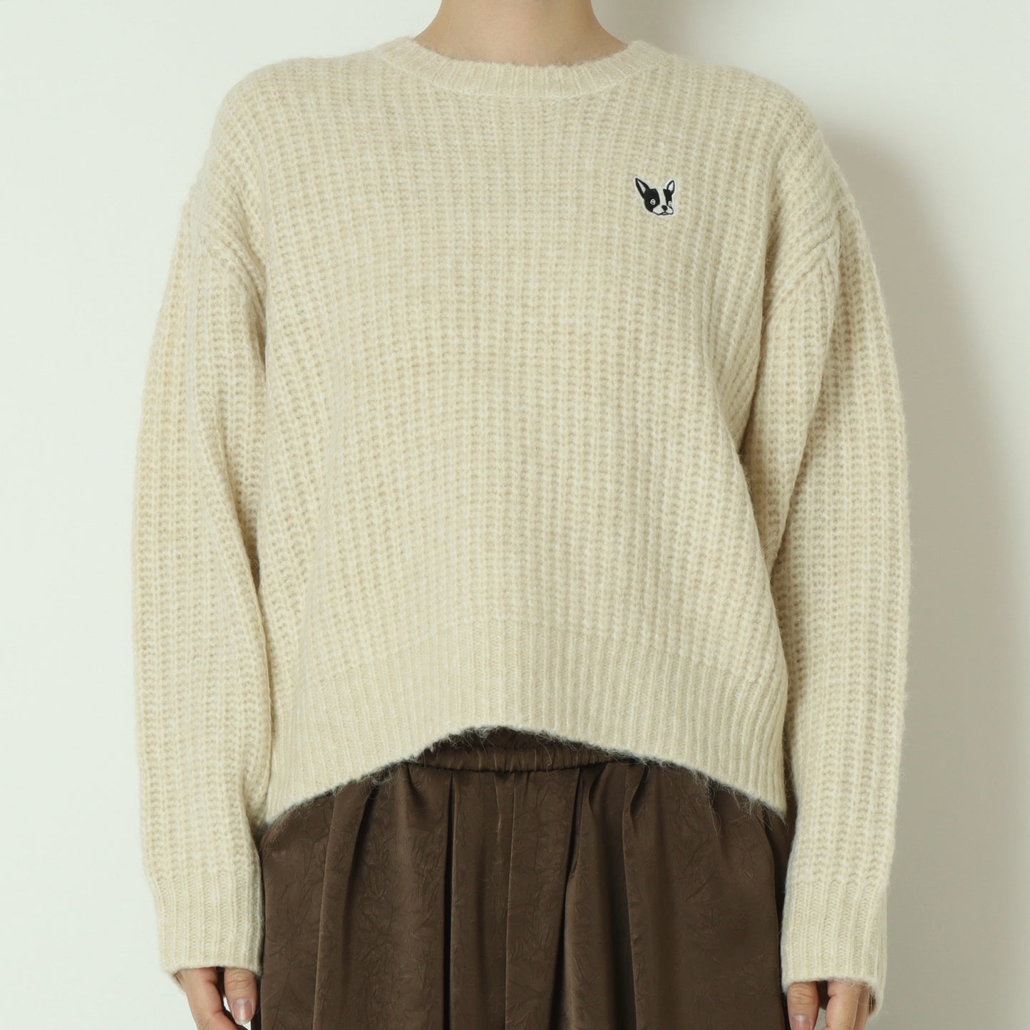 フレンチブルドッグ刺繍畦ニット 791218