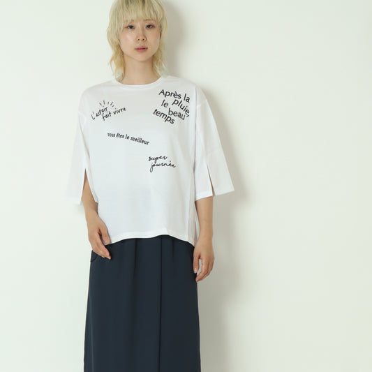 ロゴ刺繍カットソー 603804