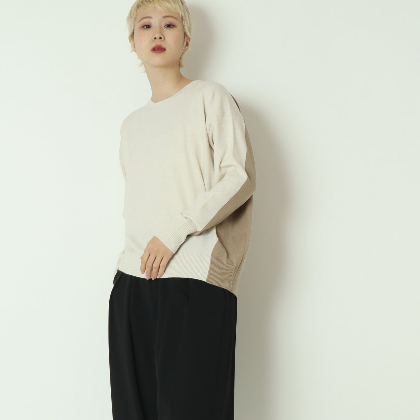 配色ニットプルオーバー 523812