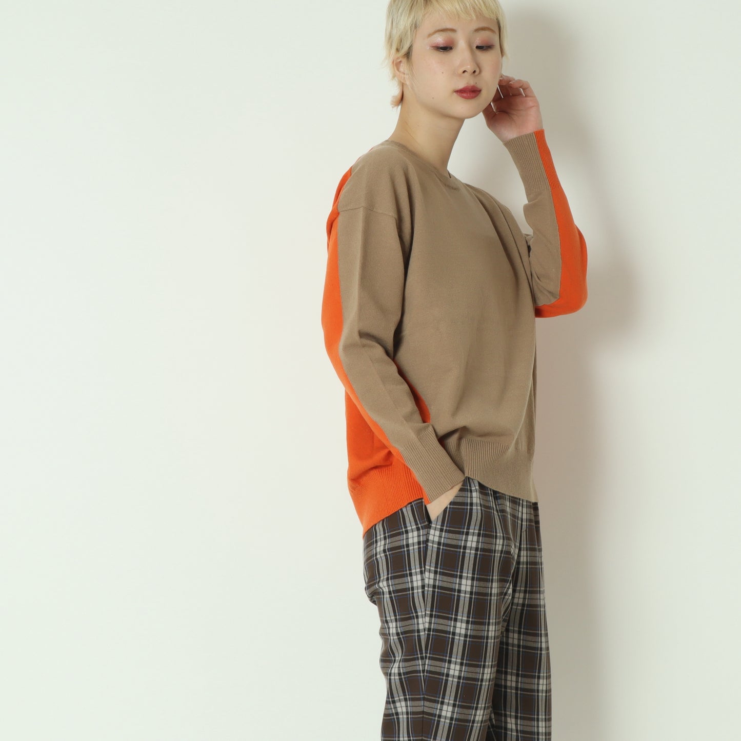 配色ニットプルオーバー 523812