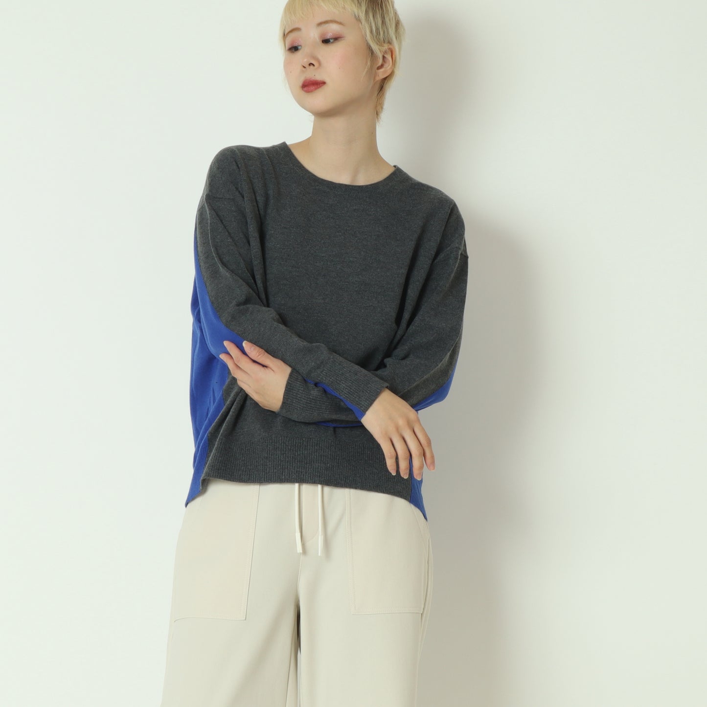 配色ニットプルオーバー 523812