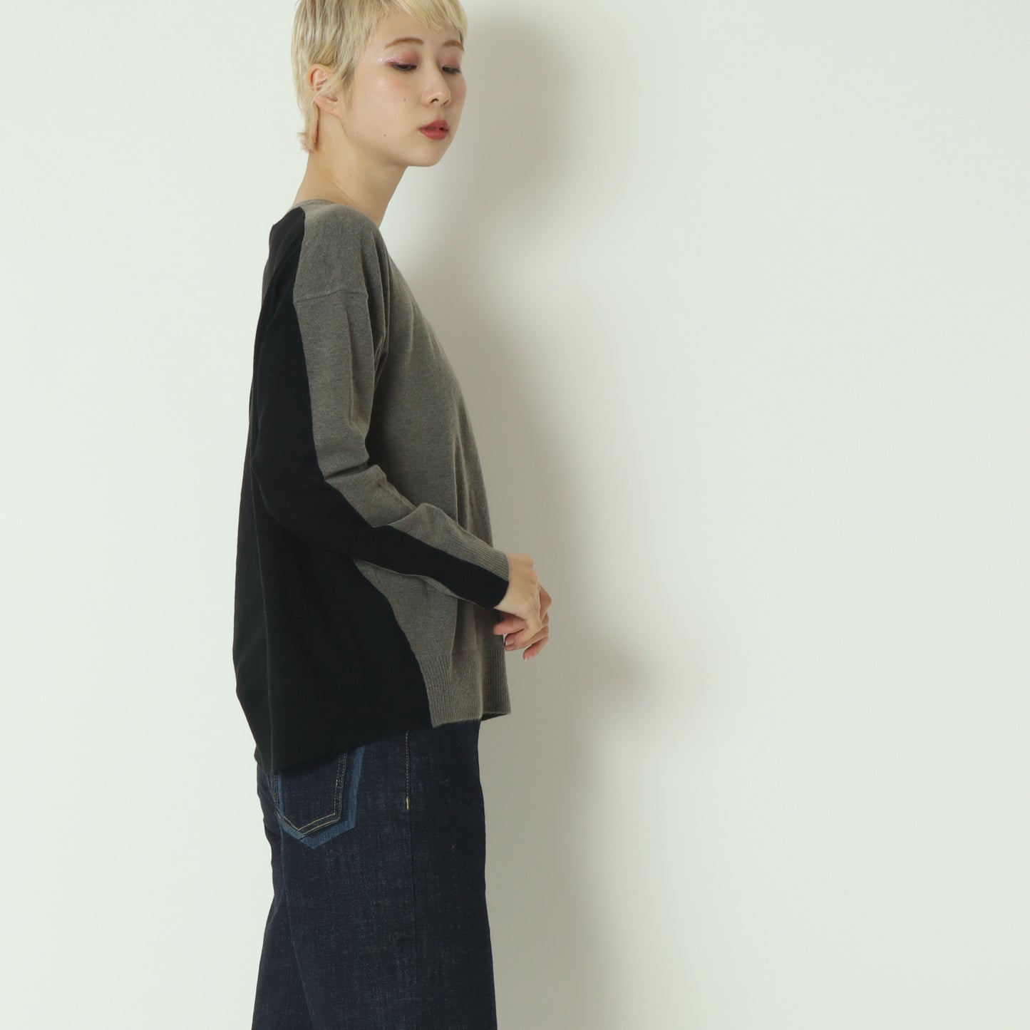 配色ニットプルオーバー 523812