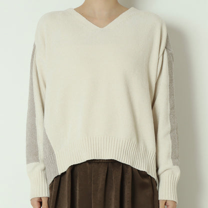 モール配色Vネックニット　523818