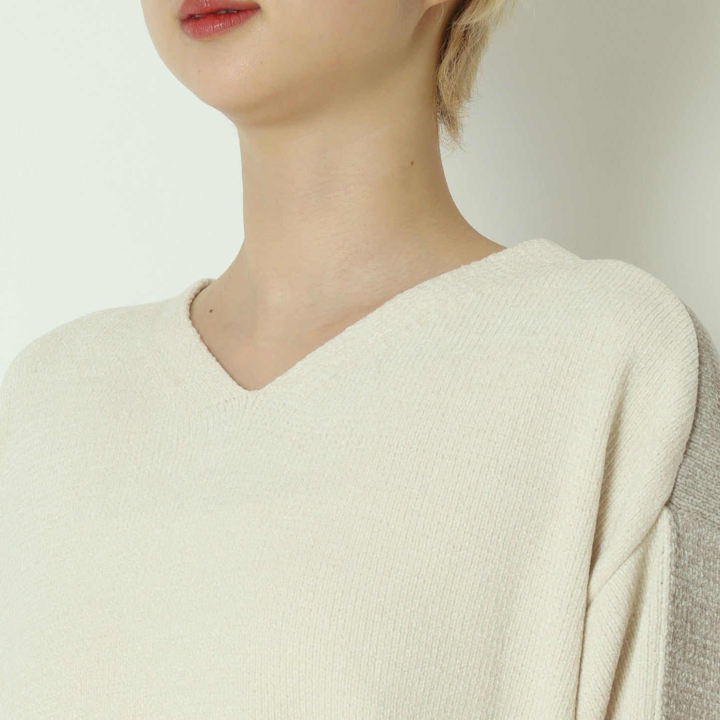 モール配色Vネックニット　523818