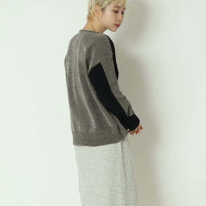 モール配色Vネックニット　523818