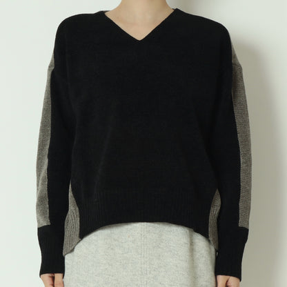 モール配色Vネックニット　523818