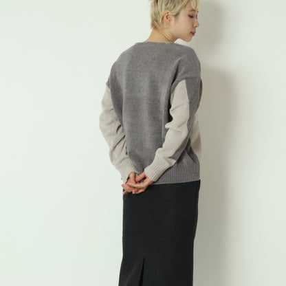 モール配色Vネックニット　523818