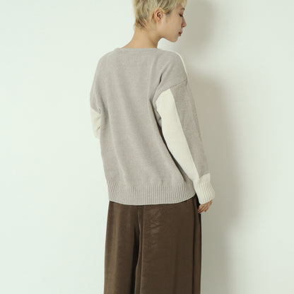 モール配色Vネックニット　523818