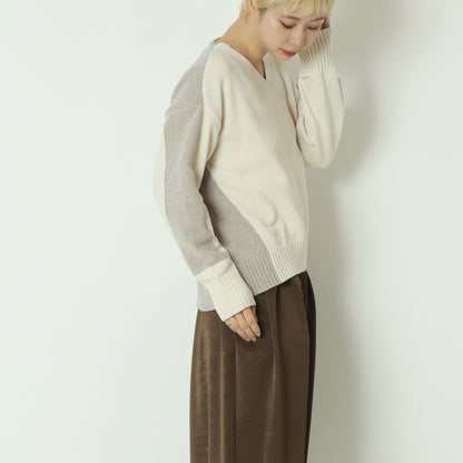 モール配色Vネックニット　523818