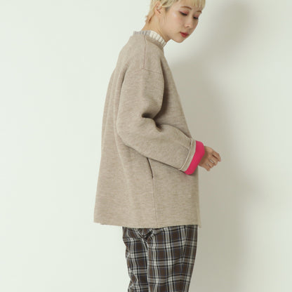 ダブルフェイス配色ニットカーディガン 733878