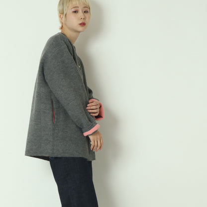 ダブルフェイス配色ニットカーディガン 733878