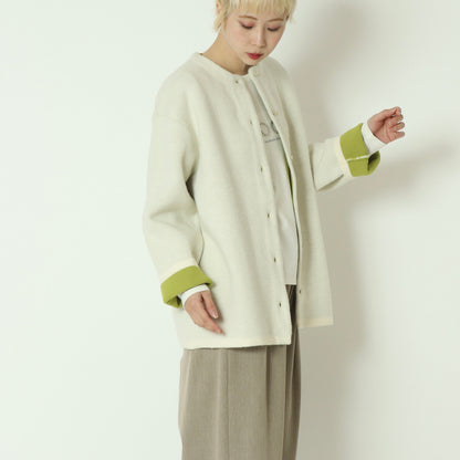 ダブルフェイス配色ニットカーディガン 733878