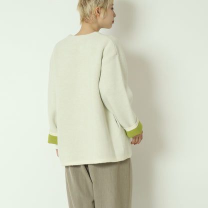 ダブルフェイス配色ニットカーディガン 733878