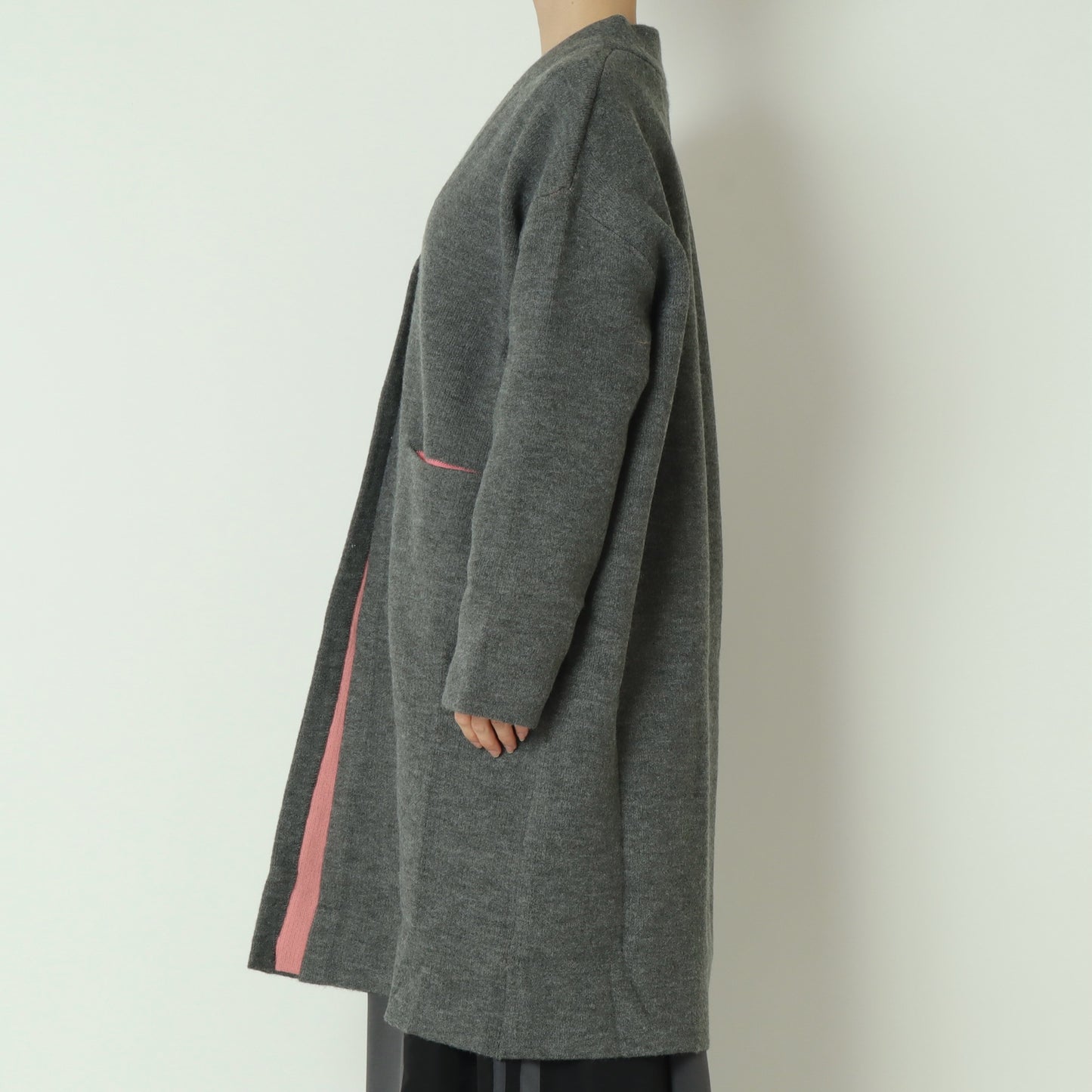 ダブルフェイス配色ニットロングカーディガン 733879