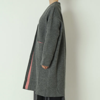 ダブルフェイス配色ニットロングカーディガン 733879