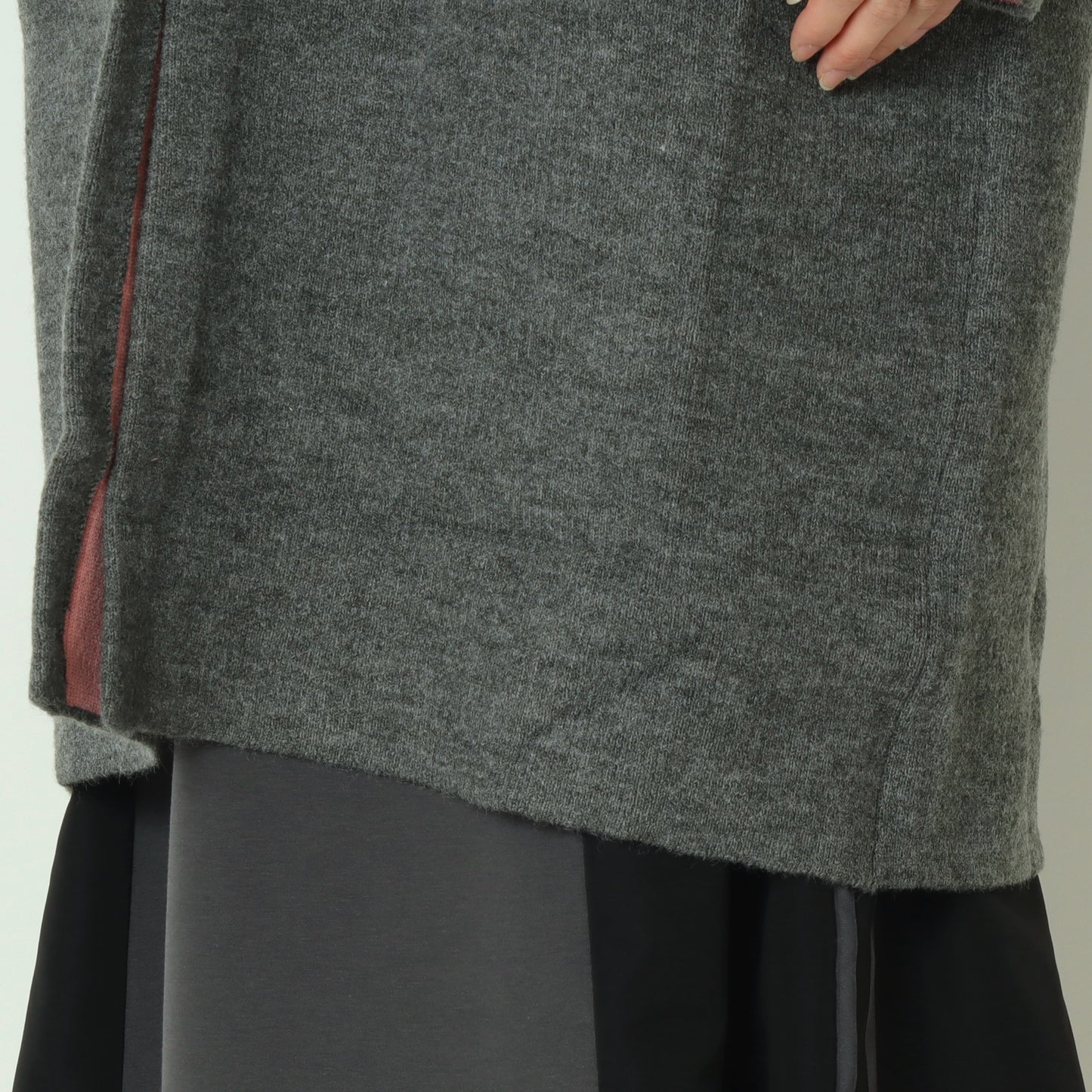 ダブルフェイス配色ニットロングカーディガン 733879