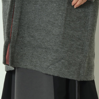 ダブルフェイス配色ニットロングカーディガン 733879