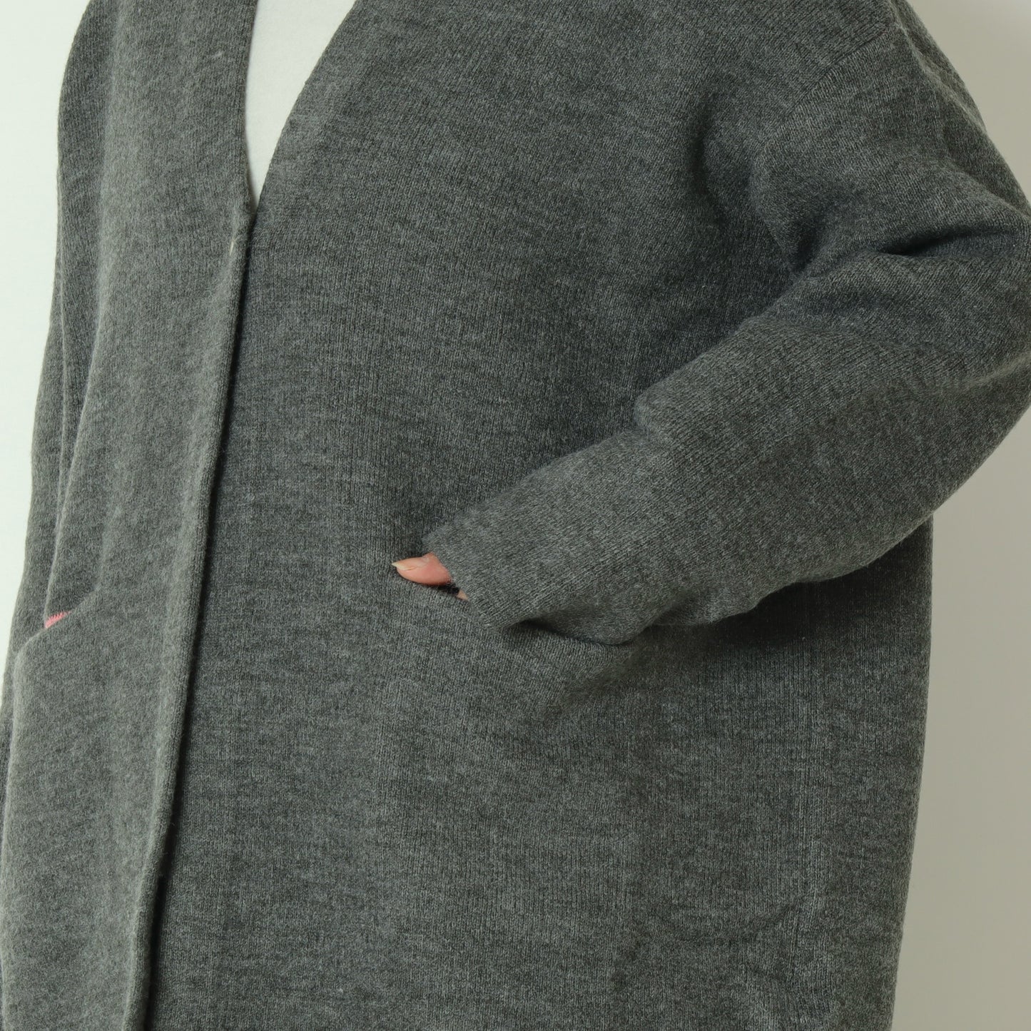 ダブルフェイス配色ニットロングカーディガン 733879