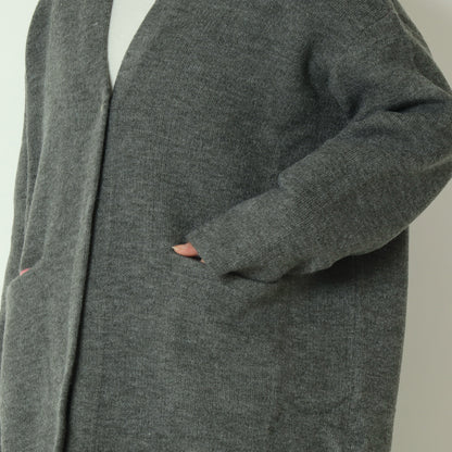 ダブルフェイス配色ニットロングカーディガン 733879