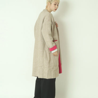 ダブルフェイス配色ニットロングカーディガン 733879