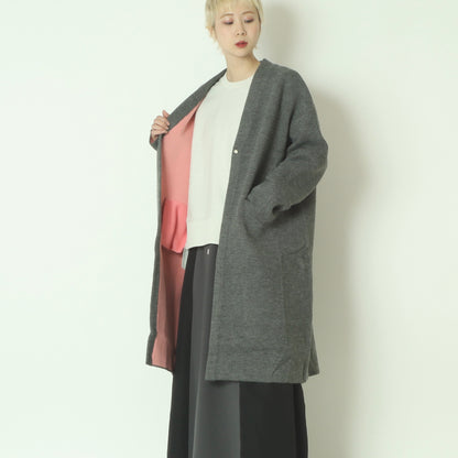 ダブルフェイス配色ニットロングカーディガン 733879