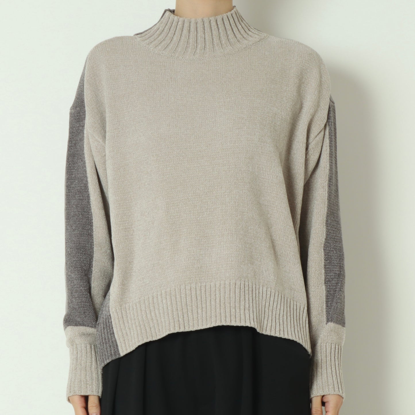 モール配色ハイネックニットプルオーバー 523819