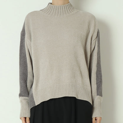 モール配色ハイネックニットプルオーバー 523819