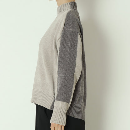 モール配色ハイネックニットプルオーバー 523819