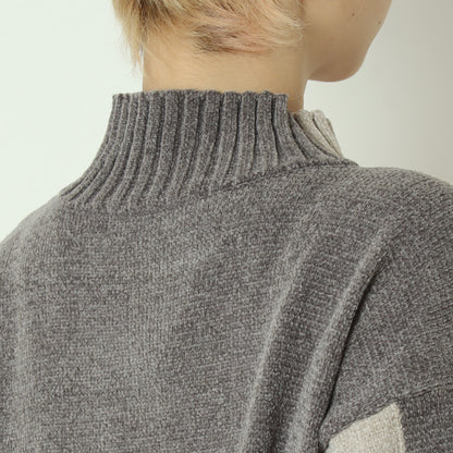 モール配色ハイネックニットプルオーバー 523819