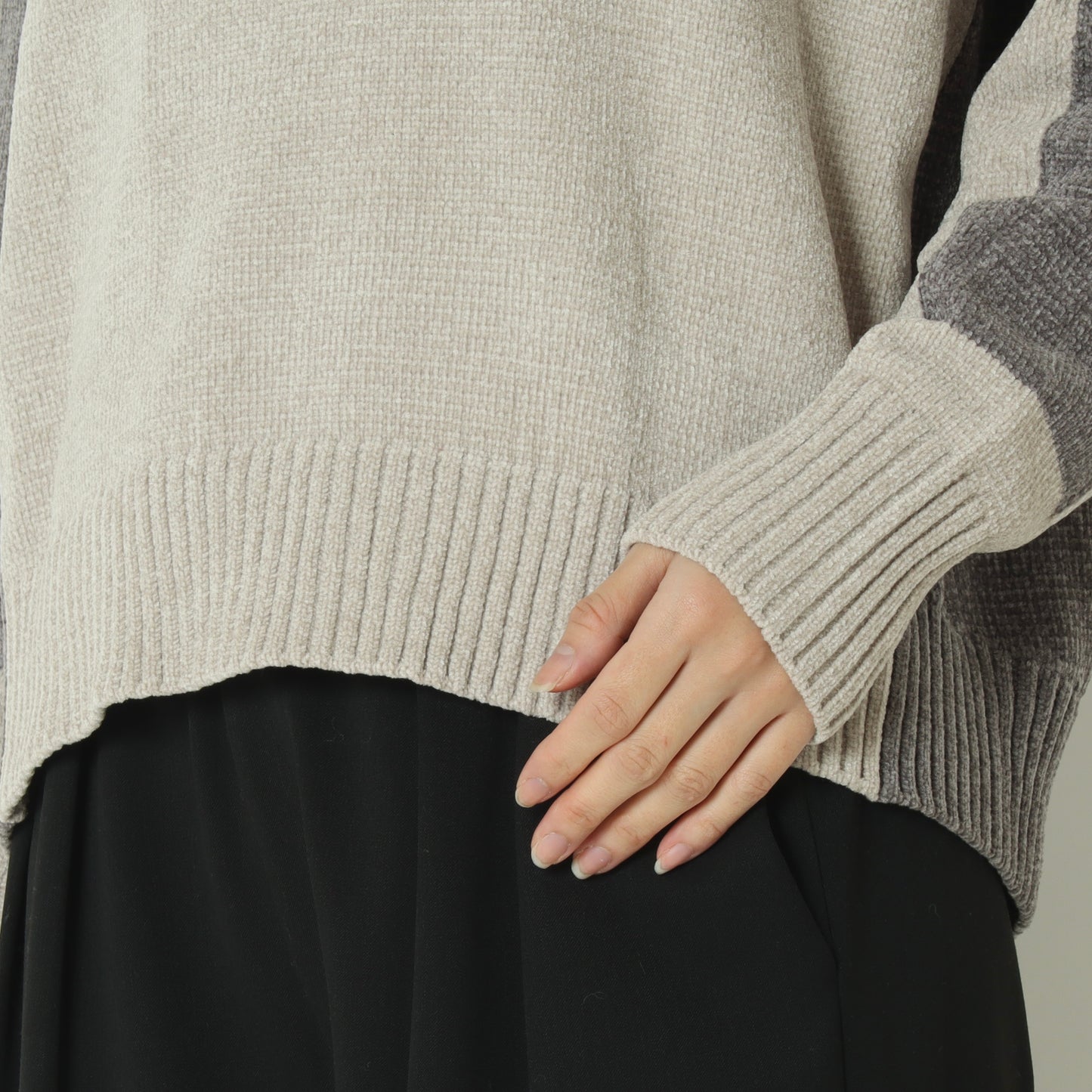 モール配色ハイネックニットプルオーバー 523819