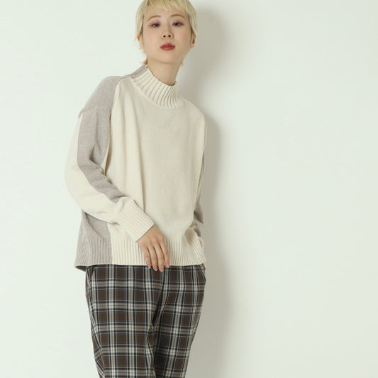 モール配色ハイネックニットプルオーバー 523819